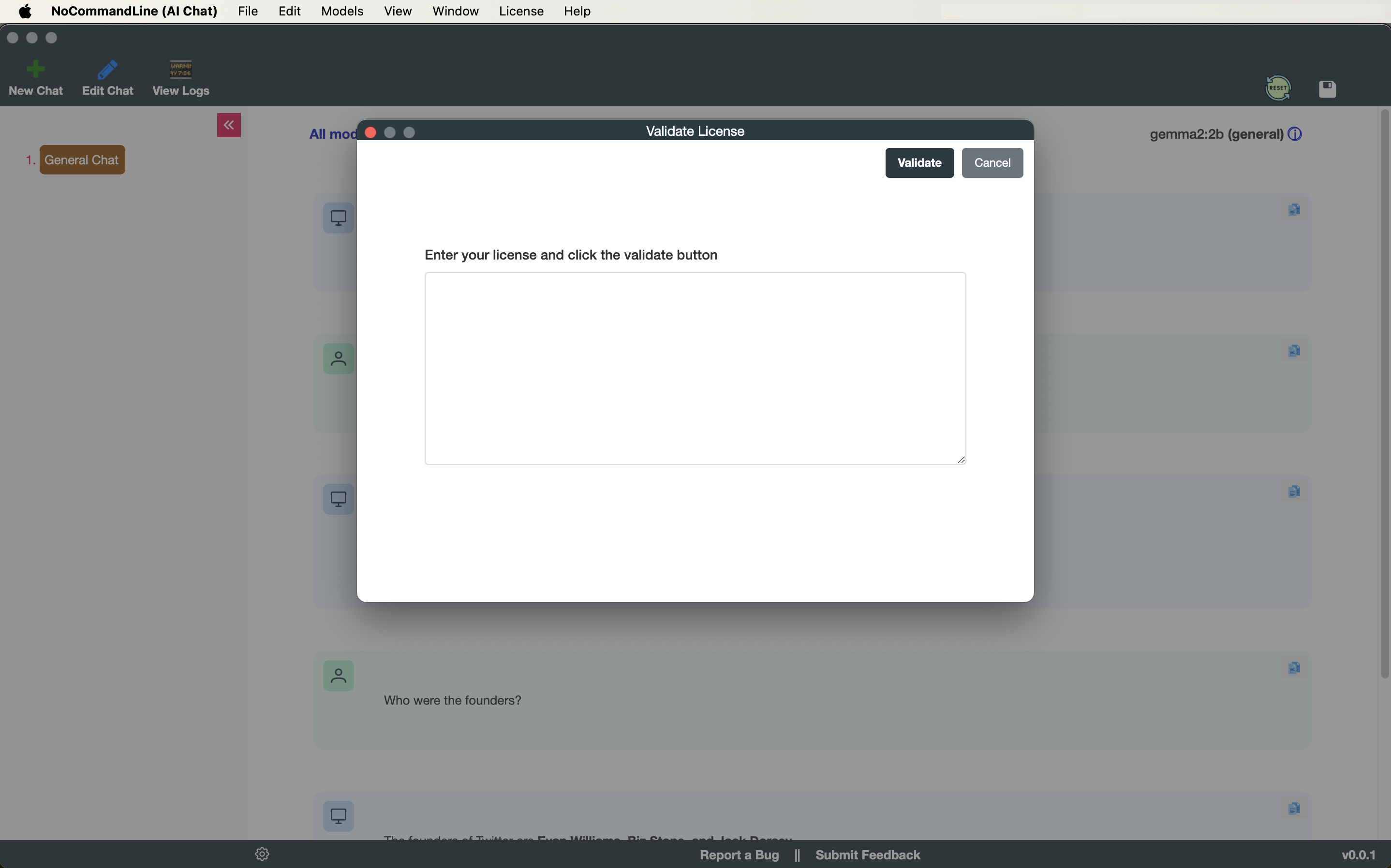 Validate/Activate your license
